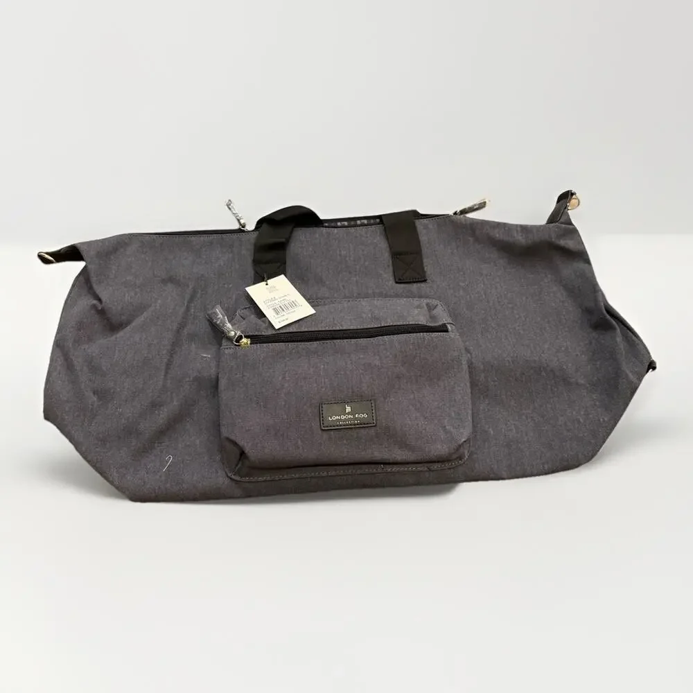 London Fog Collection Gray 100th Anniversary Canvas Duffel Bag NWT New